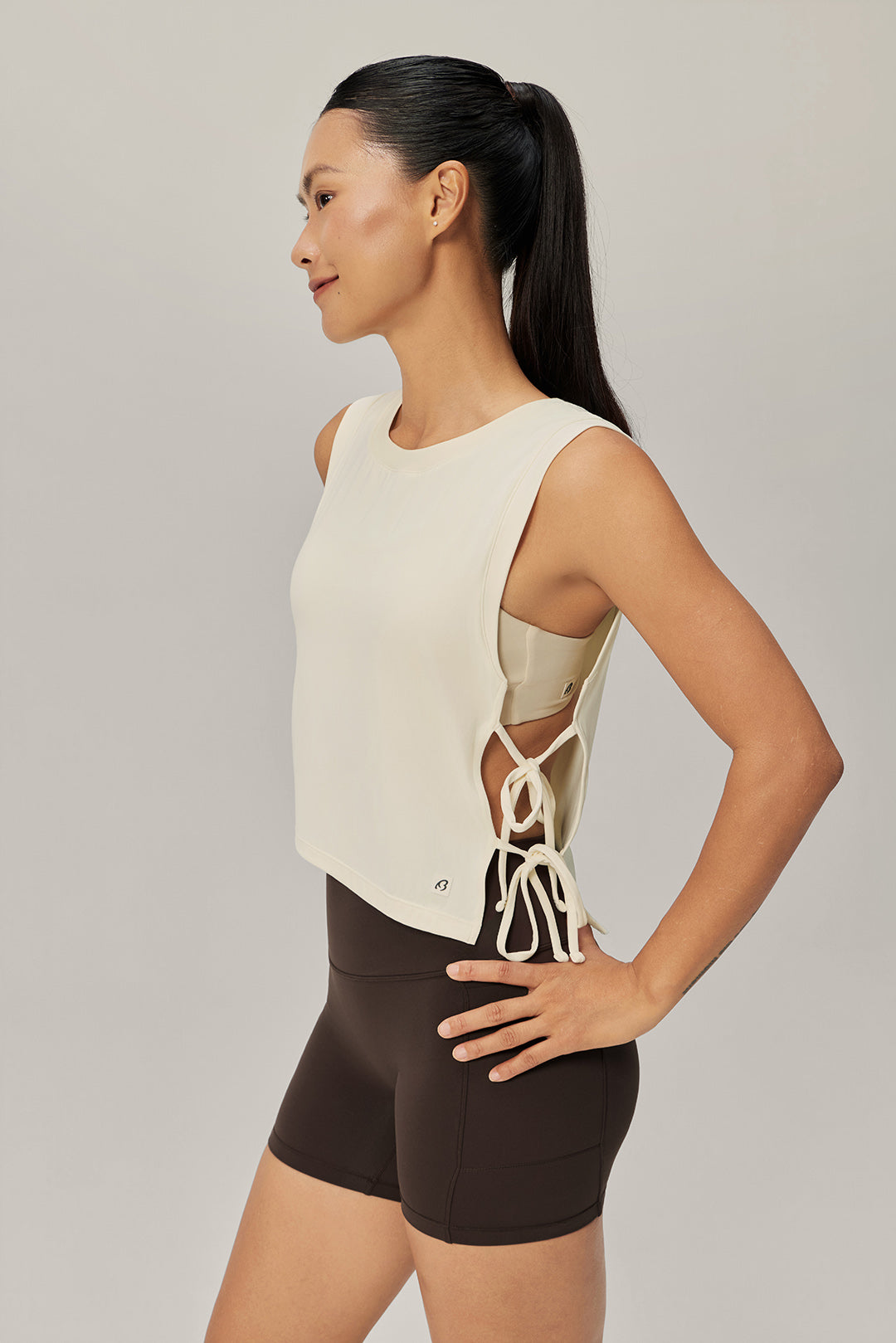Breeze Ease Side Tie Tank - Cloudy White product image 5