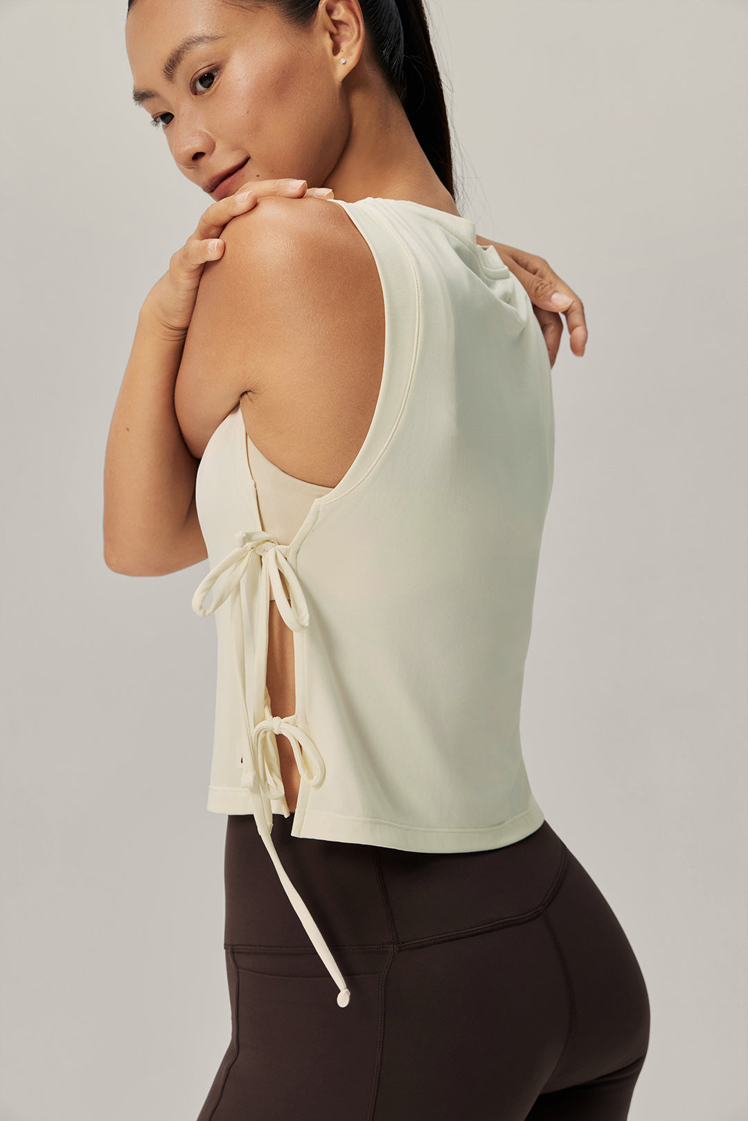 Breeze Ease Side Tie Tank - Cloudy White product image 6