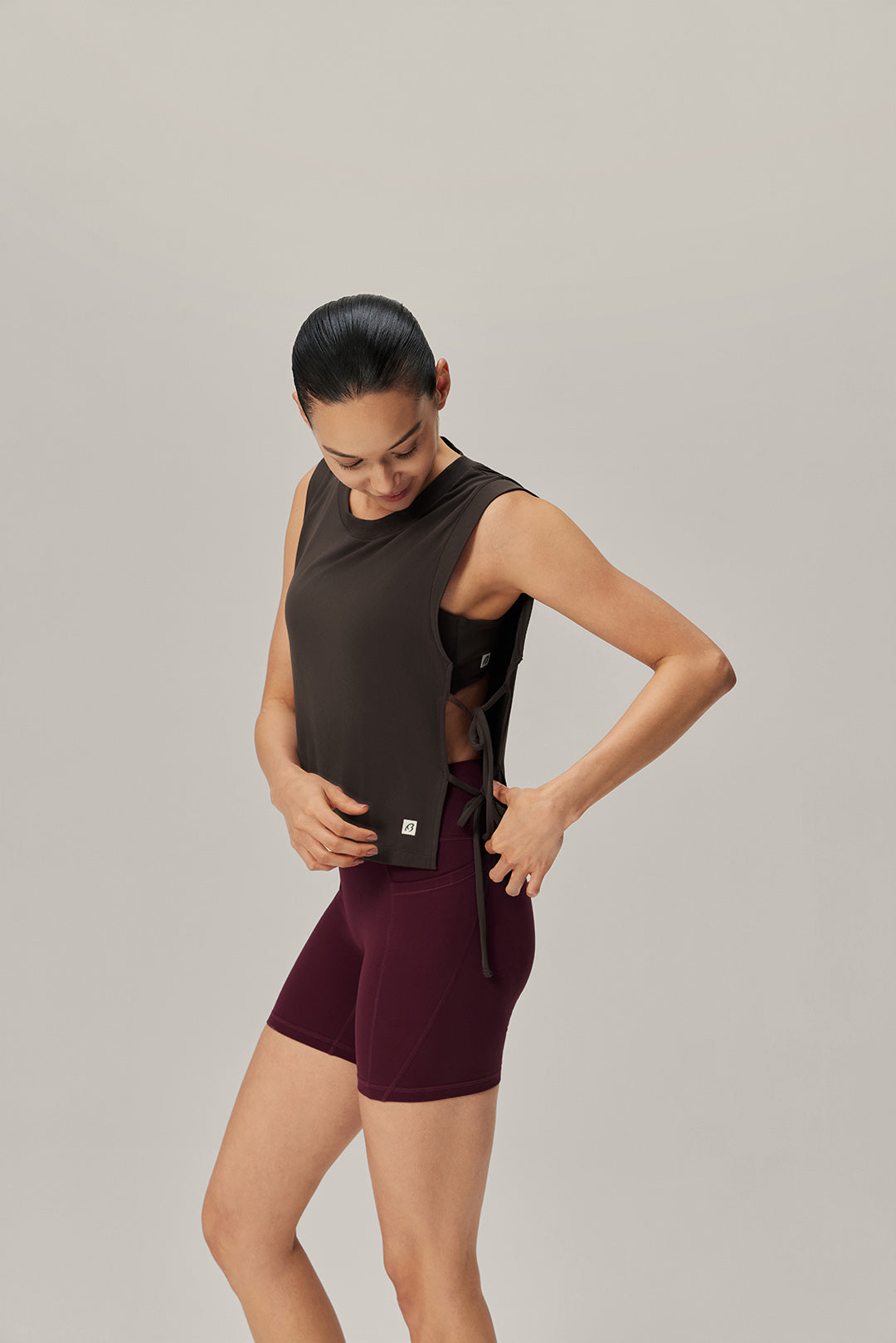 Breeze Ease Side Tie Tank - Morning Espresso product image 4