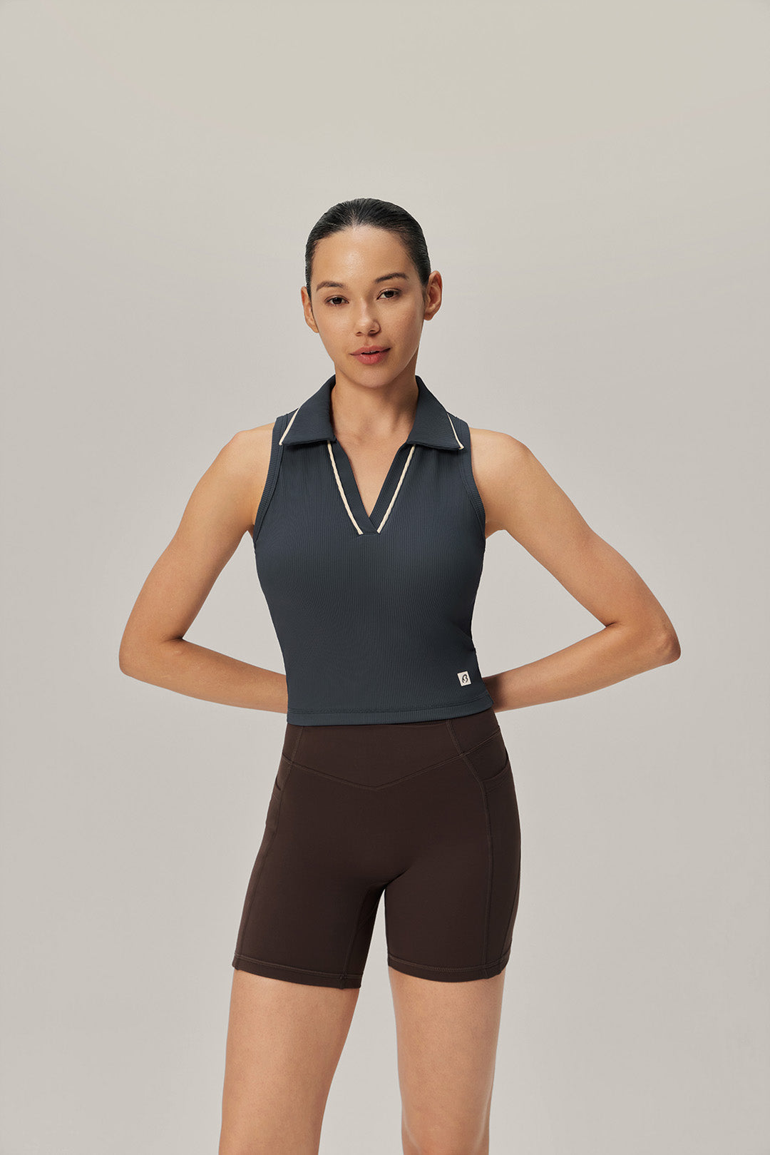 Sculpted Ease Padded Polo Tank - Atlantic Mist product image 1
