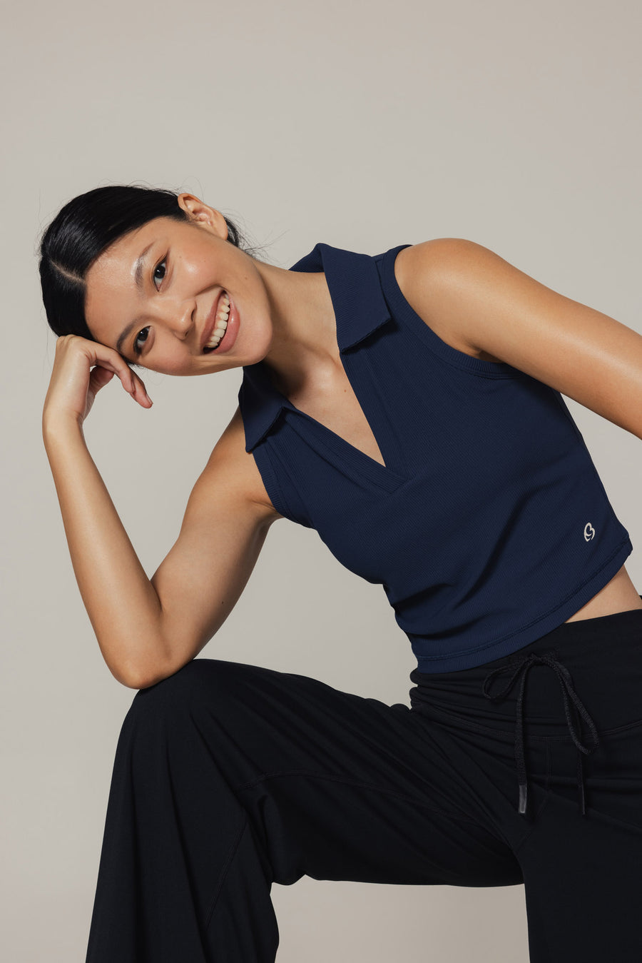 Sculpted Ease Padded Polo Tank - Deep Current product image 7