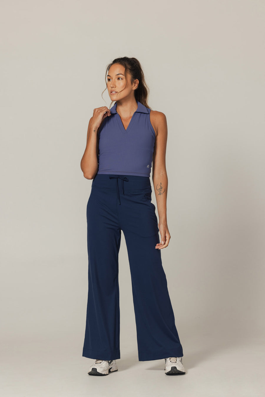 Sculpted Ease Padded Polo Tank - Dusky Fig product image 1