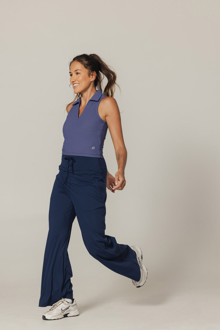 Sculpted Ease Padded Polo Tank - Dusky Fig product image 2